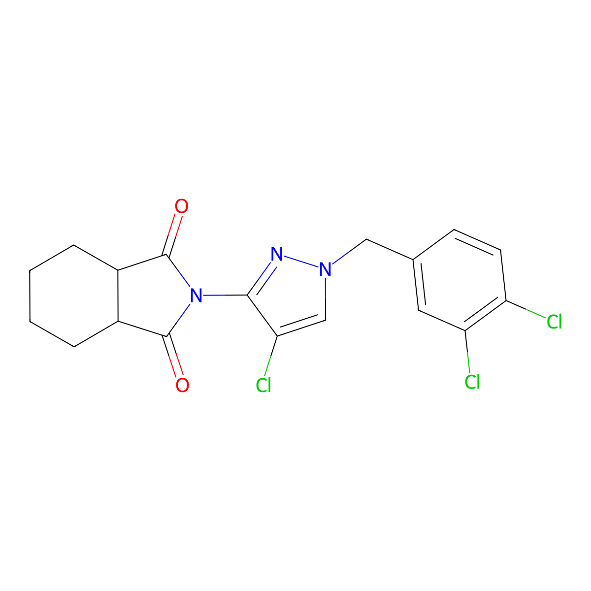 (3aR,7aS)-2-[4-chloro-1-(3,4-dichlorobenzyl)-1H-pyrazol-3-yl]hexahydro-1H-isoindole-1,3(2H)-dione molecular structure, CAS 1212313-24-0