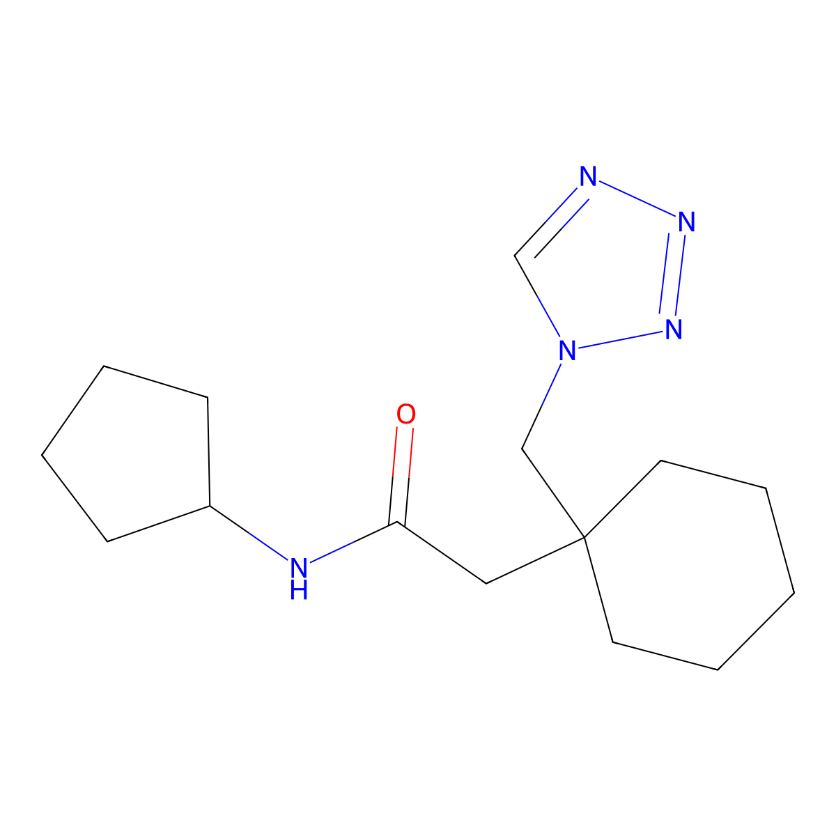 N-cyclopentyl-2-[1-(1H-tetrazol-1-ylmethyl)cyclohexyl]acetamide molecular structure, CAS 1212313-71-7