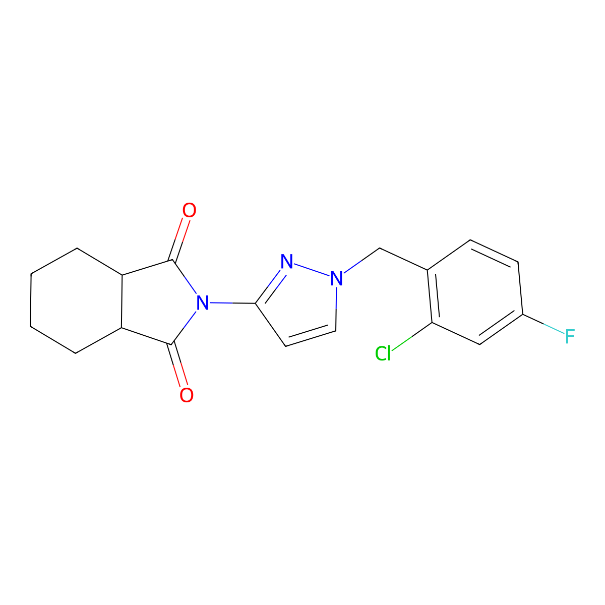 (3aR,7aS)-2-[1-(2-chloro-4-fluorobenzyl)-1H-pyrazol-3-yl]hexahydro-1H-isoindole-1,3(2H)-dione molecular structure, CAS 1212314-23-2