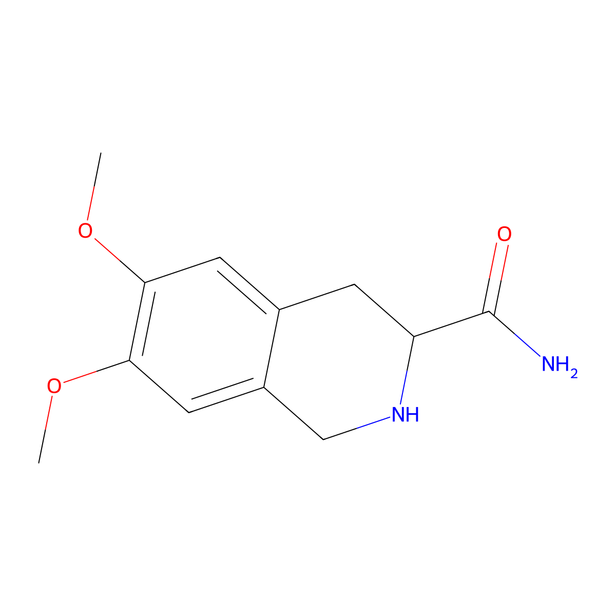 (3S)-6,7-dimethoxy-1,2,3,4-tetrahydroisoquinoline-3-carboxamide molecular structure, CAS 1212315-50-8