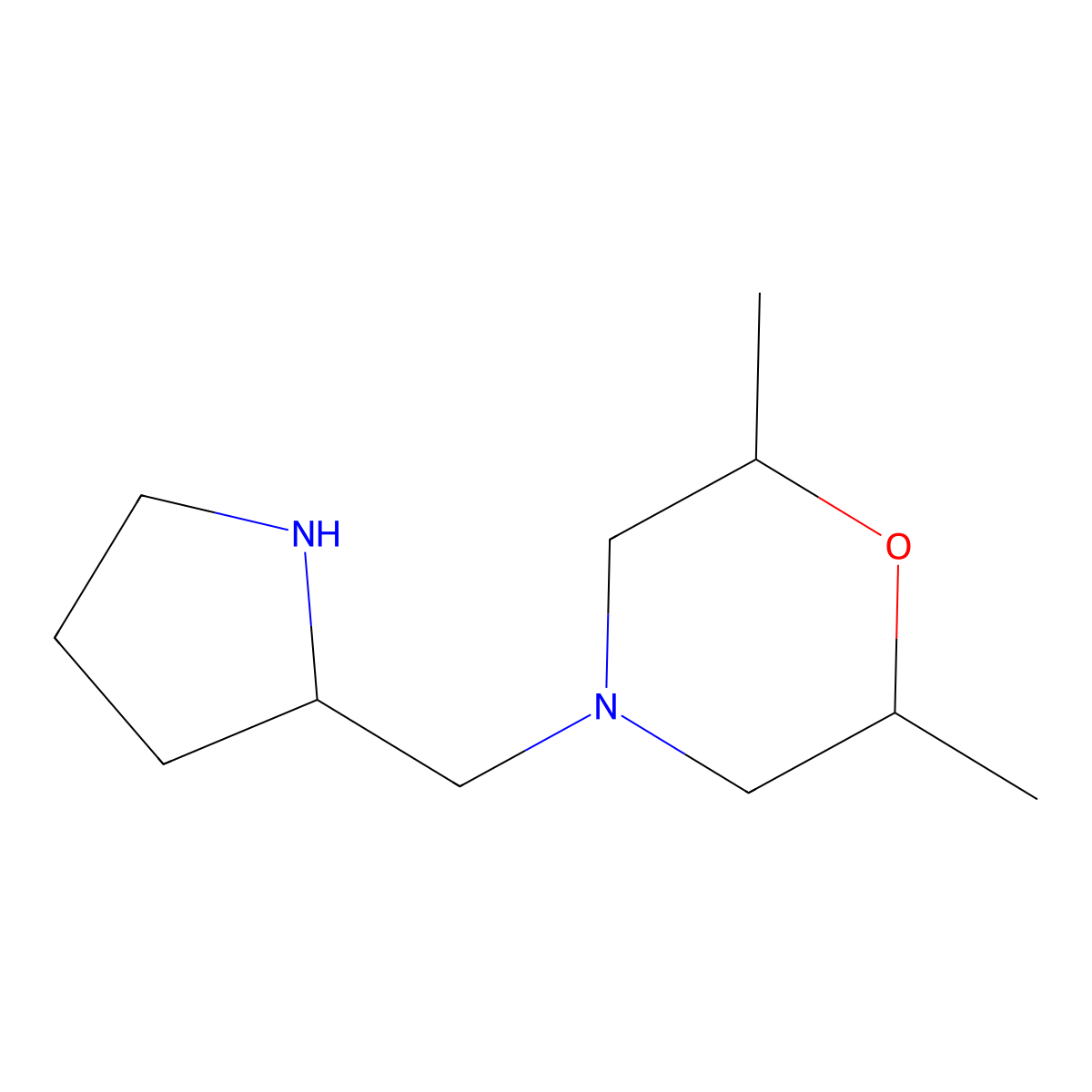 2,6-Dimethyl-4-(pyrrolidin-2-ylmethyl)morpholine molecular structure, CAS 1212315-86-0
