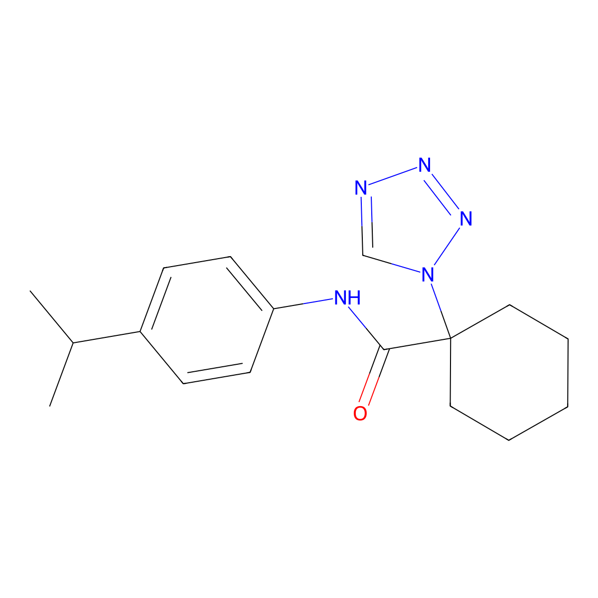 N-[4-(propan-2-yl)phenyl]-1-(1H-tetrazol-1-yl)cyclohexanecarboxamide molecular structure, CAS 1212318-37-0