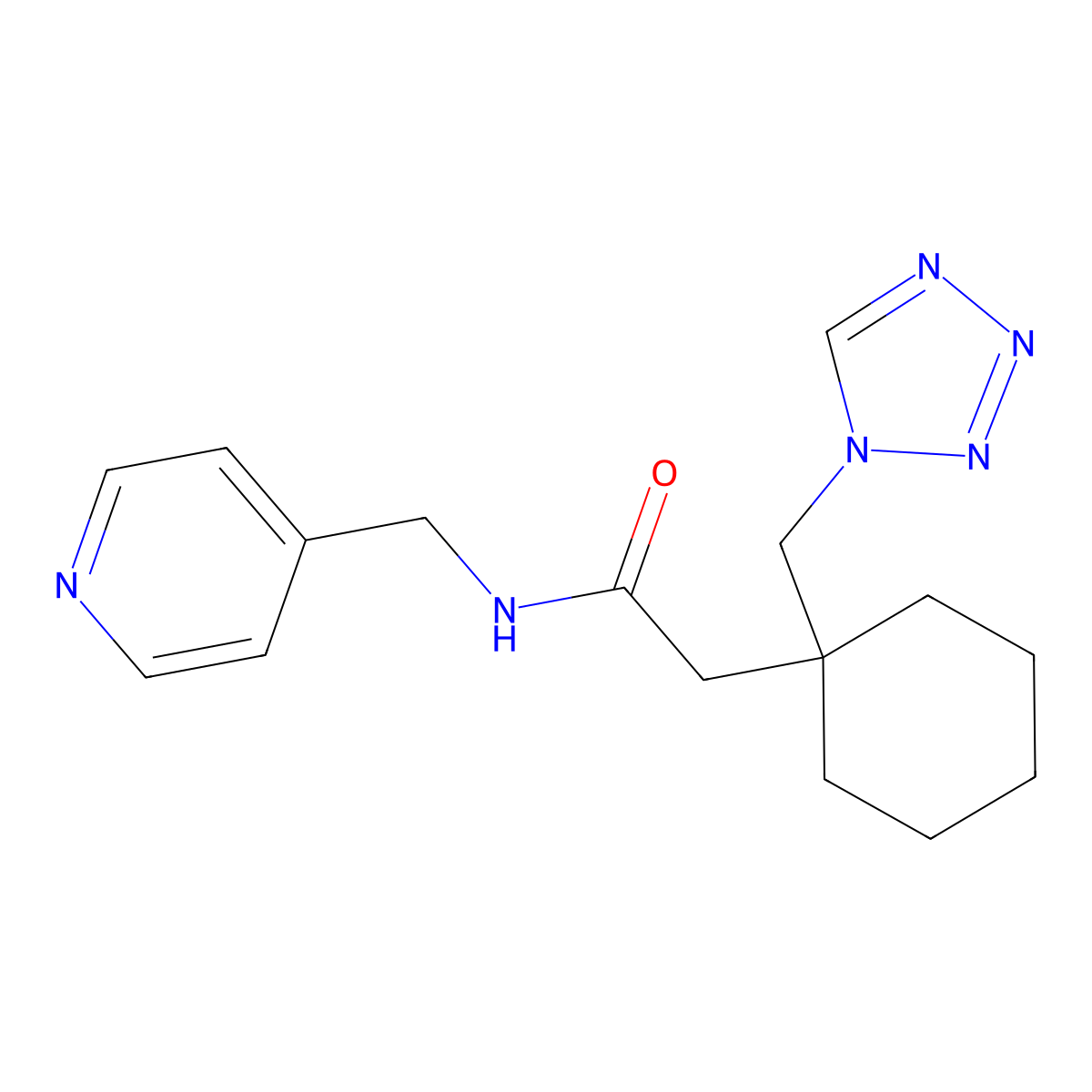 N-(4-pyridinylmethyl)-2-[1-(1H-tetrazol-1-ylmethyl)cyclohexyl]acetamide molecular structure, CAS 1212318-50-7