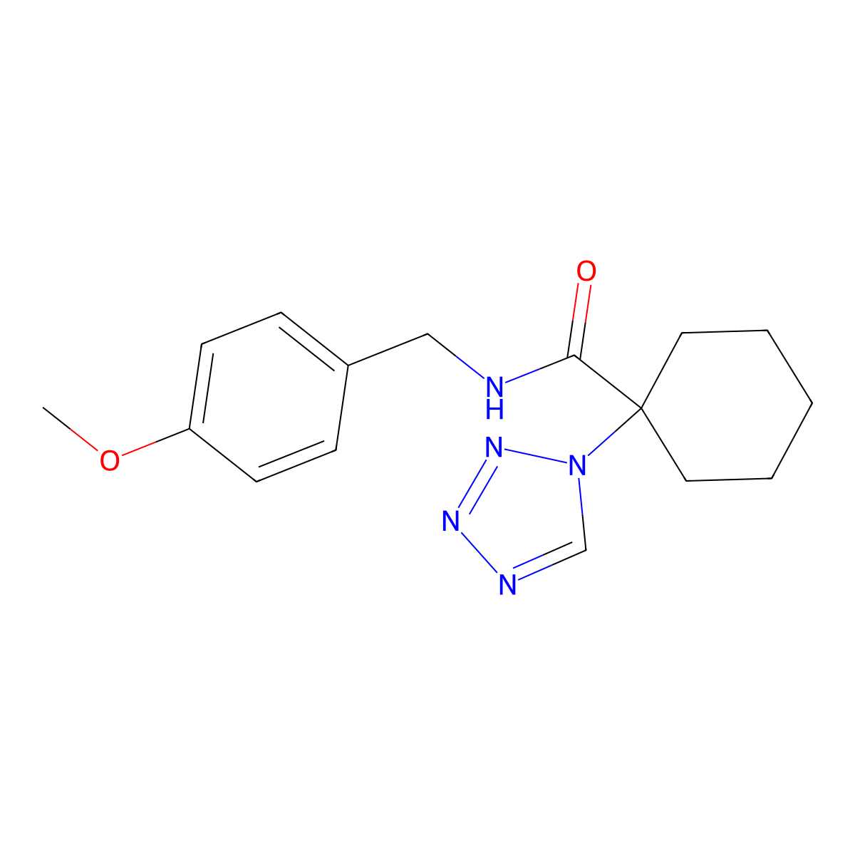 N-(4-methoxybenzyl)-1-(1H-tetrazol-1-yl)cyclohexanecarboxamide molecular structure, CAS 1212319-51-1