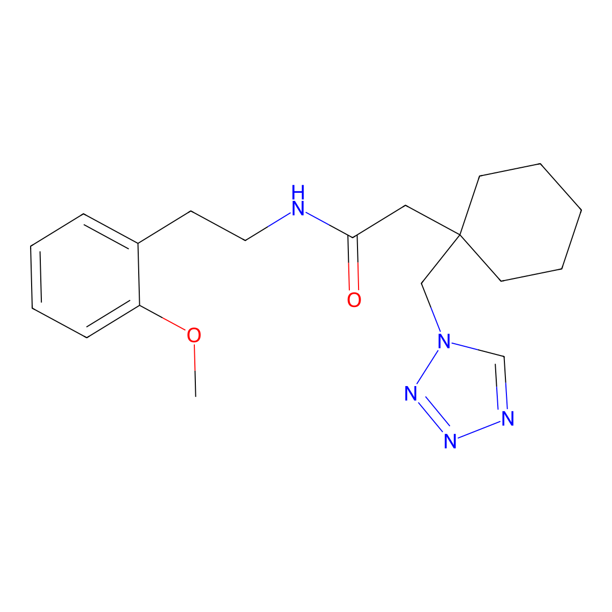 N-[2-(2-methoxyphenyl)ethyl]-2-[1-(1H-tetrazol-1-ylmethyl)cyclohexyl]acetamide molecular structure, CAS 1212321-69-1