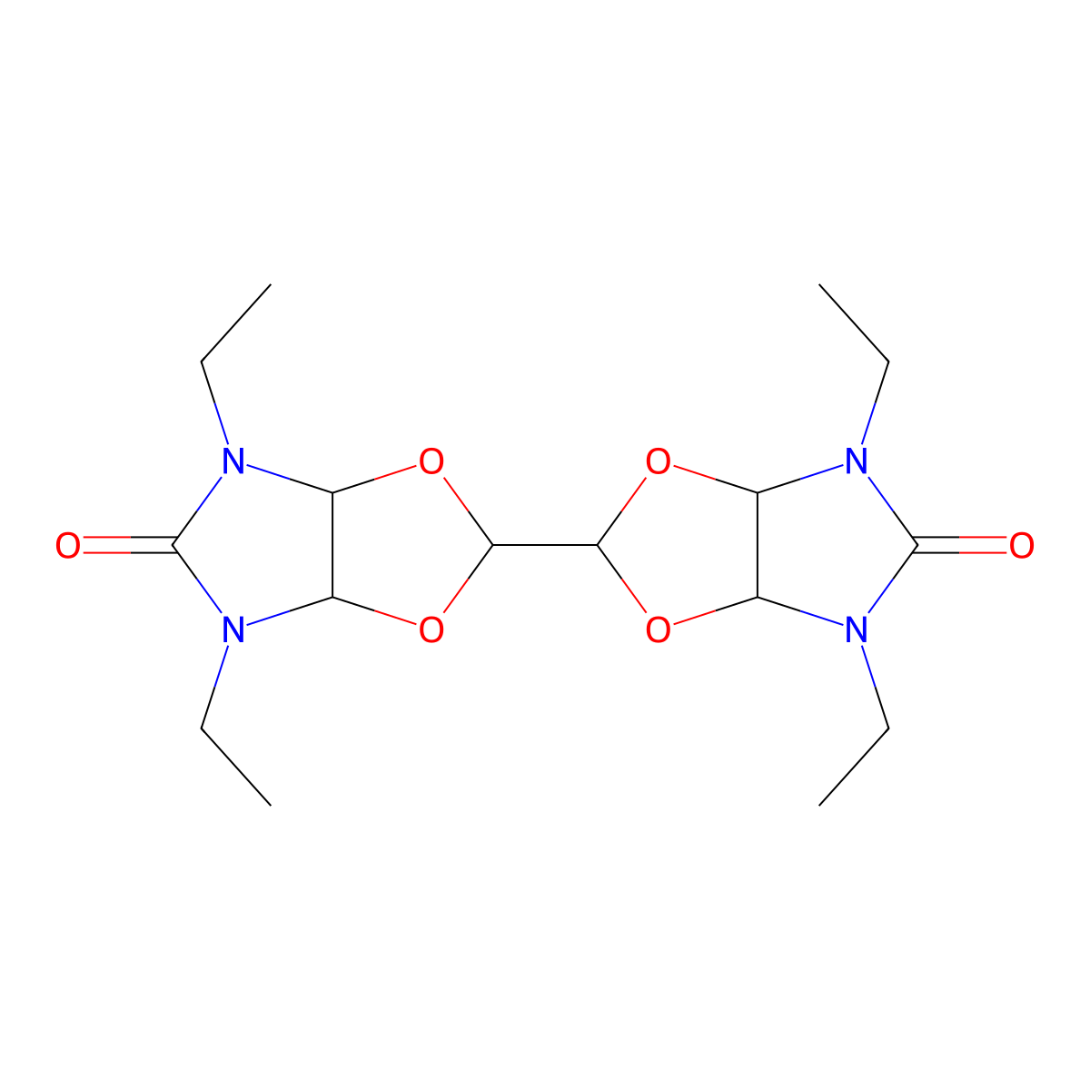 2-(4,6-Diethyl-5-oxo-3a,6a-dihydro-[1,3]dioxolo[4,5-d]imidazol-2-yl)-4,6-diethyl-3a,6a-dihydro-[1,3]dioxolo[4,5-d]imidazol-5-one molecular structure, CAS 1212322-53-6