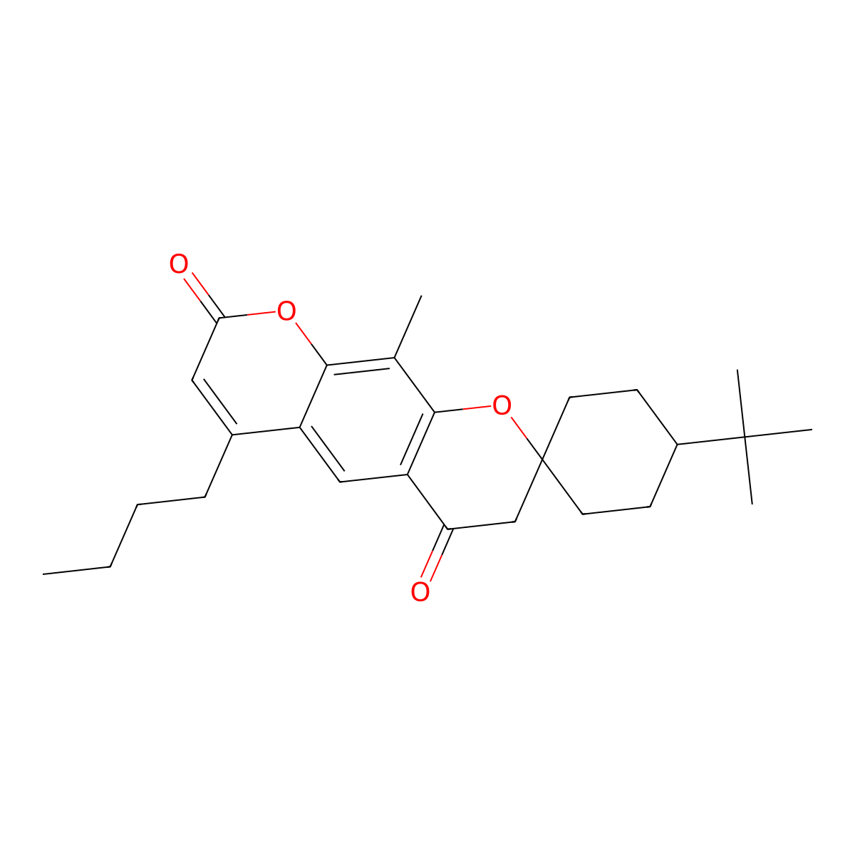 6'-butyl-4-tert-butyl-10'-methyl-8'H-spiro[cyclohexane-1,2'-pyrano[3,2-g]chromene]-4',8'(3'H)-dione molecular structure, CAS 1212323-73-3
