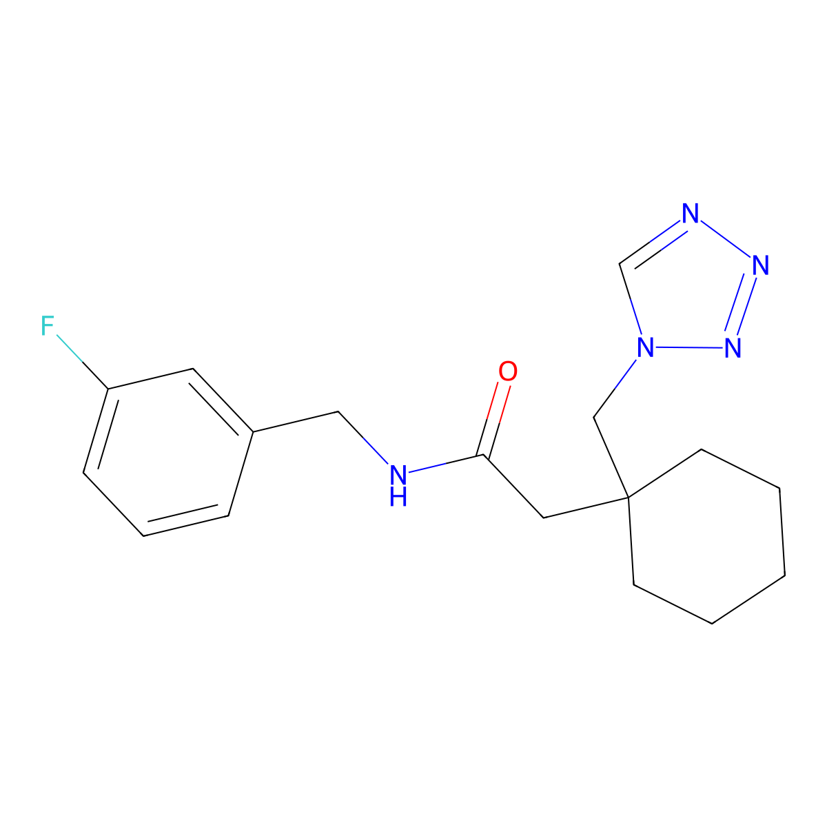 N-(3-fluorobenzyl)-2-[1-(1H-tetrazol-1-ylmethyl)cyclohexyl]acetamide molecular structure, CAS 1212325-92-2