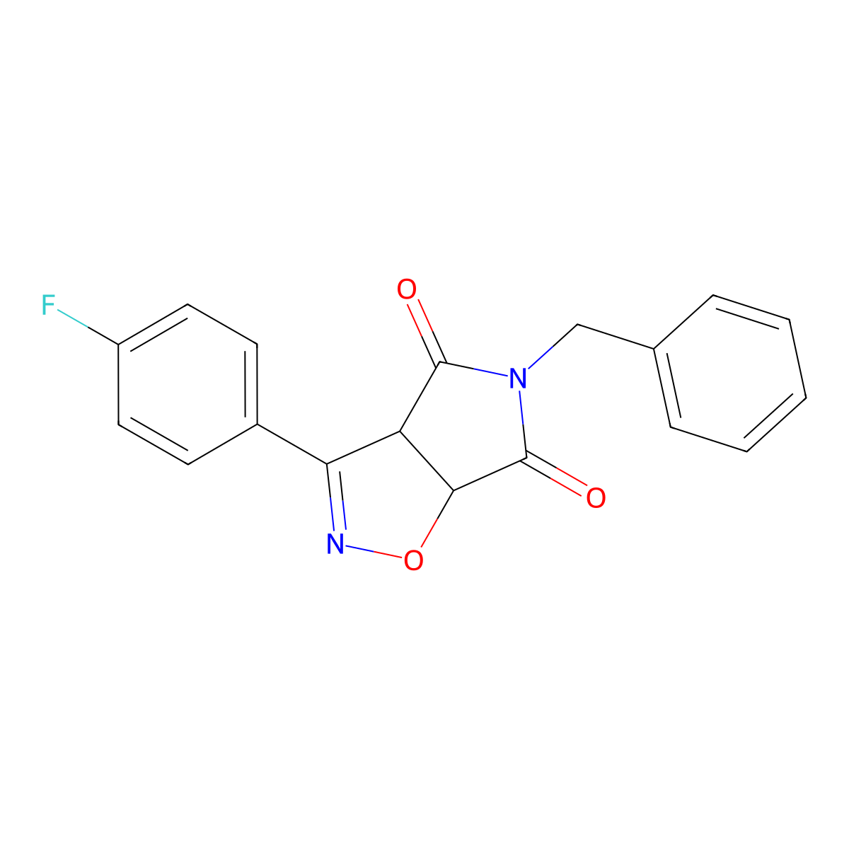 (3aR,6aS)-5-Benzyl-3-(4-fluoro-phenyl)-3a,6a-dihydro-pyrrolo[3,4-d]isoxazole-4,6-dione molecular structure, CAS 1212325-95-5