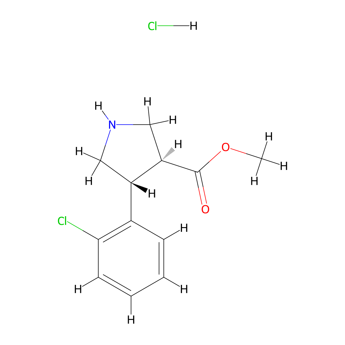 Trans (+/-) 4-(2-Chlorophenyl)Pyrrolidine-3-Methylcarboxylate Hydrochloride molecular structure, CAS 1212327-46-2