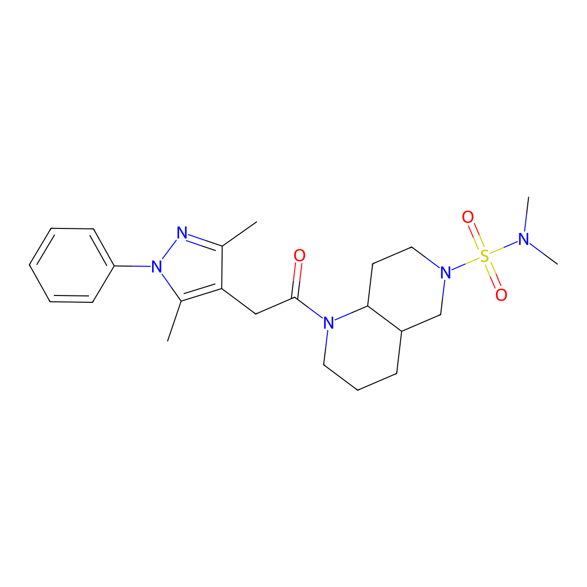 (4aR,8aS)-1-[2-(3,5-dimethyl-1-phenylpyrazol-4-yl)acetyl]-N,N-dimethyl-2,3,4,4a,5,7,8,8a-octahydro-1,6-naphthyridine-6-sulfonamide molecular structure, CAS 1212327-48-4
