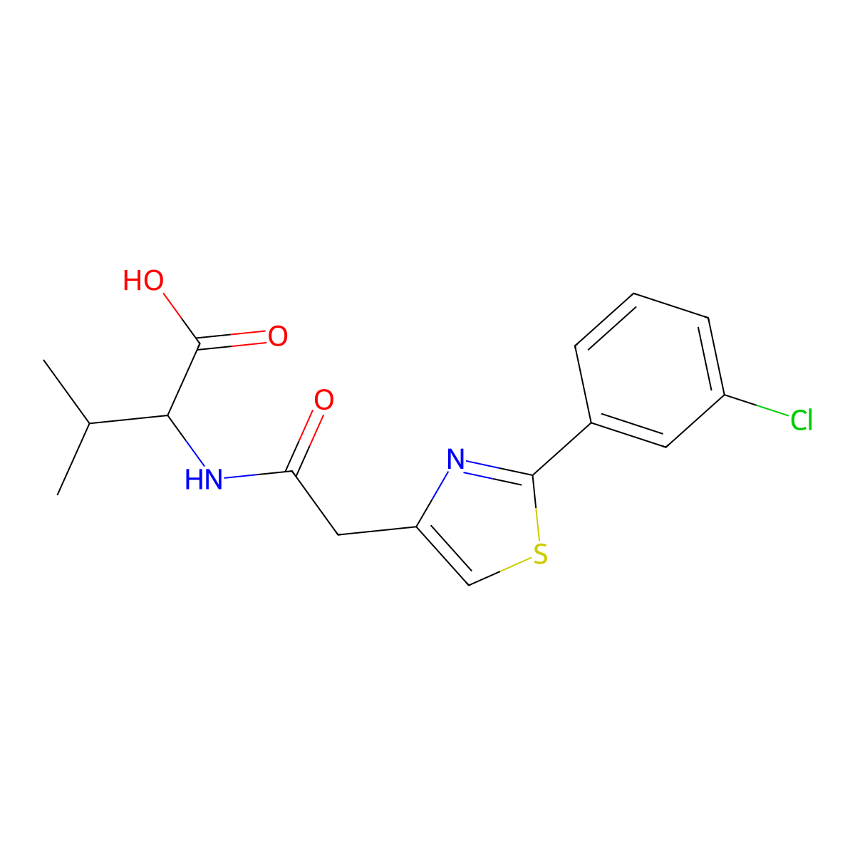 N-{[2-(3-chlorophenyl)-1,3-thiazol-4-yl]acetyl}-L-valine molecular structure, CAS 1212327-96-2