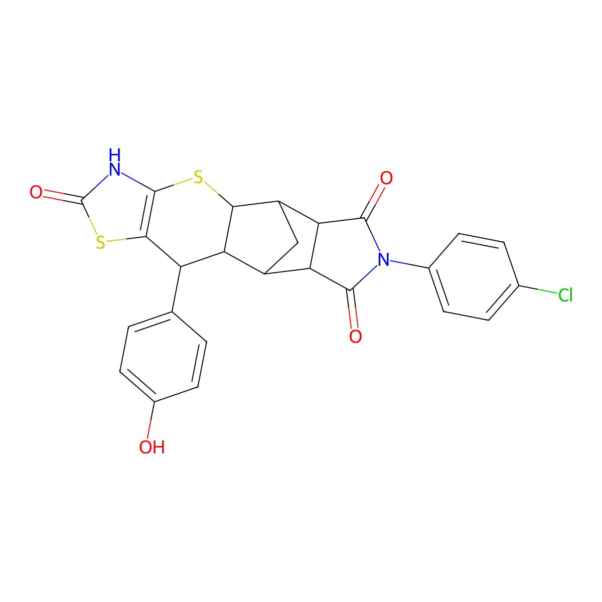 7-(4-chlorophenyl)-10-(4-hydroxyphenyl)-3,4a,5,5a,8a,9,9a,10-octahydro-5,9-methano[1,3]thiazolo[5',4':5,6]thiopyrano[2,3-f]isoindole-2,6,8(7H)-trione molecular structure, CAS 1212328-68-1