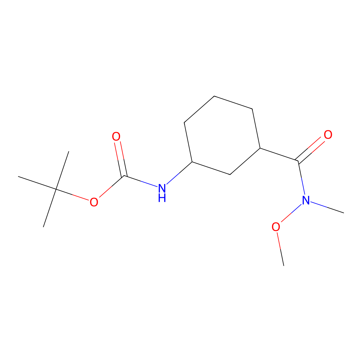 tert-butyl N-[(1R,3R)-3-[methoxy(methyl)carbamoyl]cyclohexyl]carbamate molecular structure, CAS 1212331-06-0