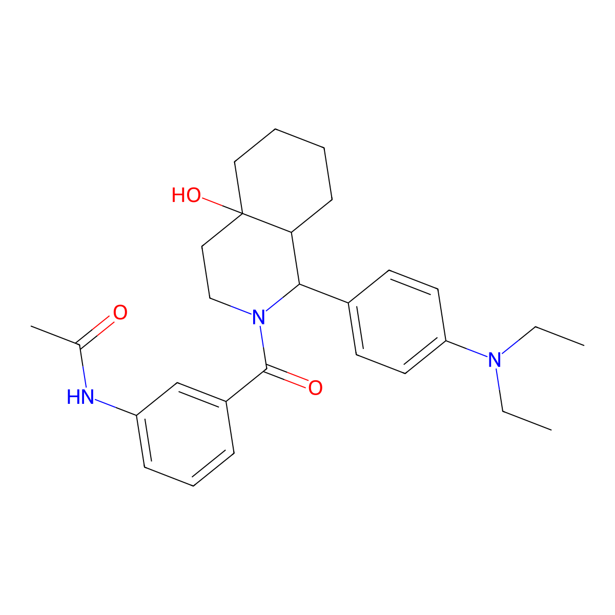 N-[3-[1-[4-(diethylamino)phenyl]-4a-hydroxy-1,3,4,5,6,7,8,8a-octahydroisoquinoline-2-carbonyl]phenyl]acetamide molecular structure, CAS 1212331-55-9
