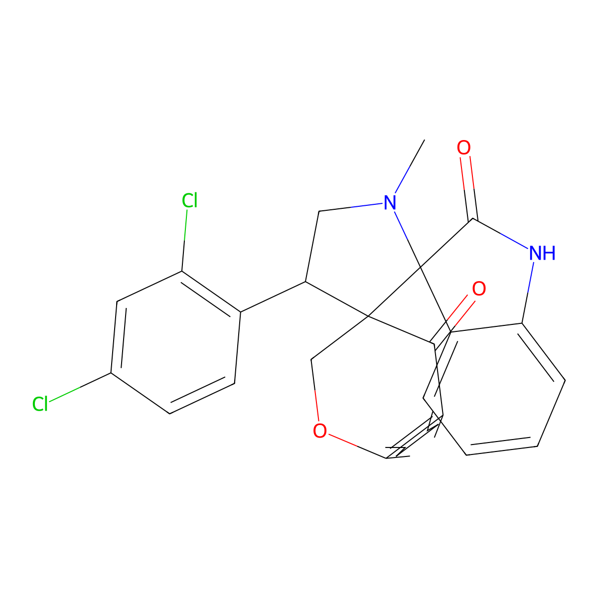 4'-(2,4-Dichlorophenyl)-1'-methyl-1'',2,2'',4-tetrahydrodispiro[1-benzopyran-3,3'-pyrrolidine-2',3''-indole]-2'',4-dione molecular structure, CAS 1212332-83-6