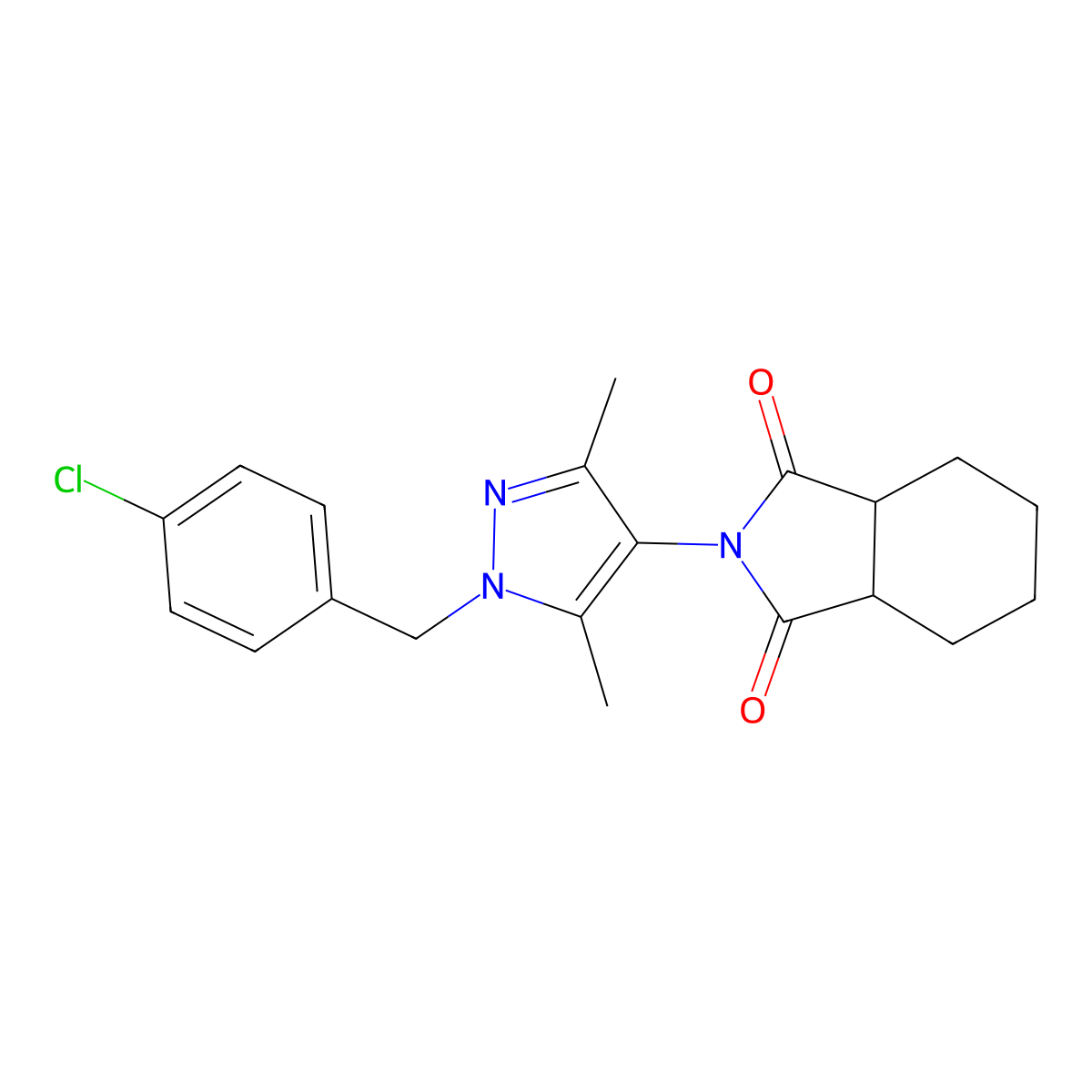 (3aR,7aS)-2-[1-(4-chlorobenzyl)-3,5-dimethyl-1H-pyrazol-4-yl]hexahydro-1H-isoindole-1,3(2H)-dione molecular structure, CAS 1212333-23-7