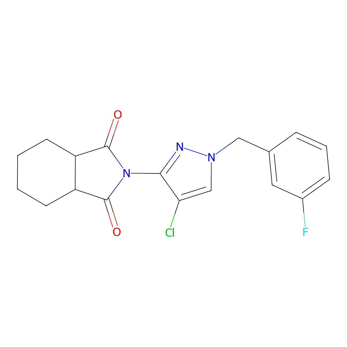 (3aR,7aS)-2-[4-chloro-1-(3-fluorobenzyl)-1H-pyrazol-3-yl]hexahydro-1H-isoindole-1,3(2H)-dione molecular structure, CAS 1212334-87-6
