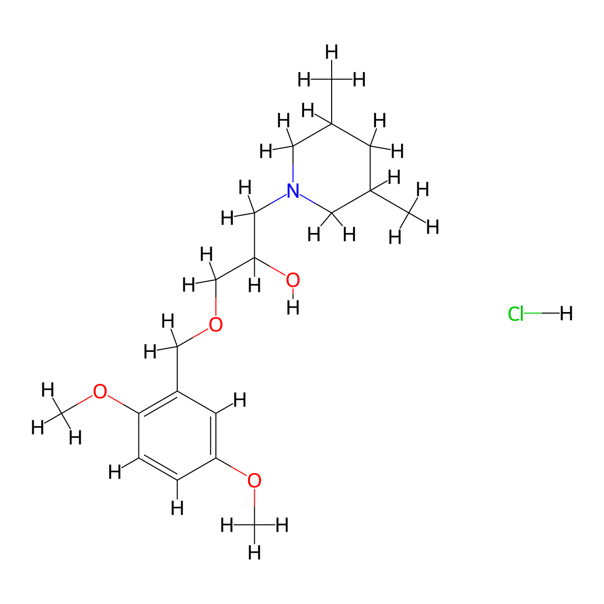 1-((2,5-Dimethoxybenzyl)oxy)-3-(3,5-dimethylpiperidin-1-yl)propan-2-ol hydrochloride molecular structure, CAS 1212338-24-3