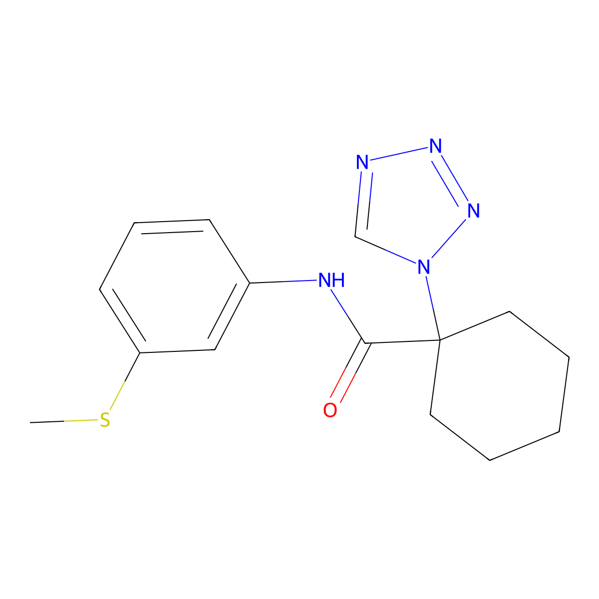 N-[3-(methylsulfanyl)phenyl]-1-(1H-tetrazol-1-yl)cyclohexanecarboxamide molecular structure, CAS 1212339-53-1