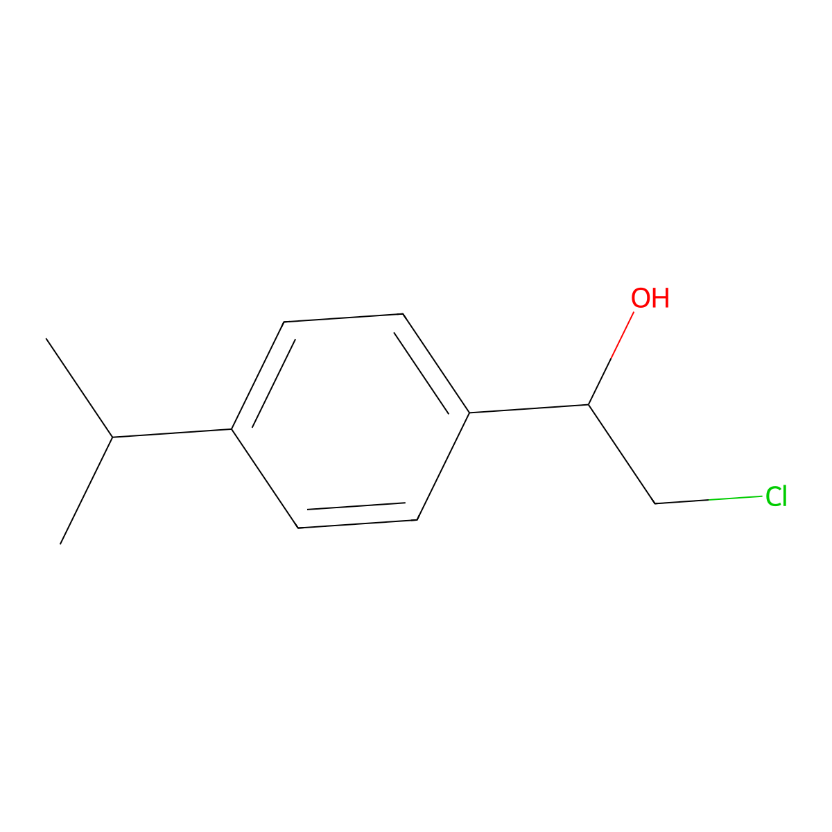 (1R)-2-chloro-1-[4-(propan-2-yl)phenyl]ethan-1-ol molecular structure, CAS 1212341-05-3