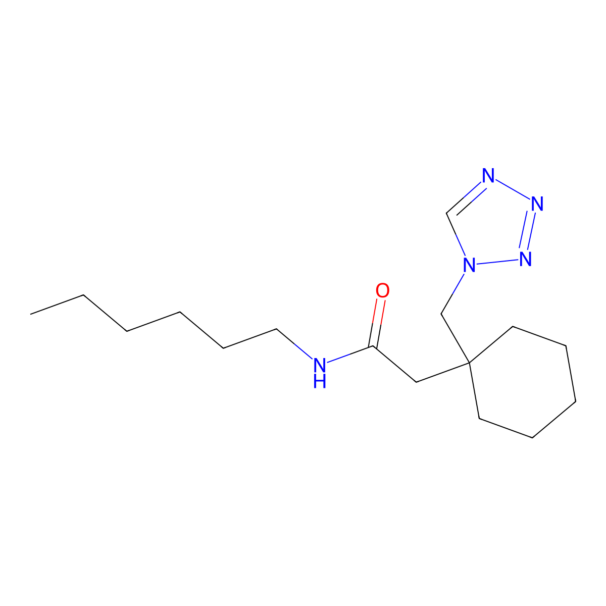 N-hexyl-2-[1-(1H-tetrazol-1-ylmethyl)cyclohexyl]acetamide molecular structure, CAS 1212341-43-9