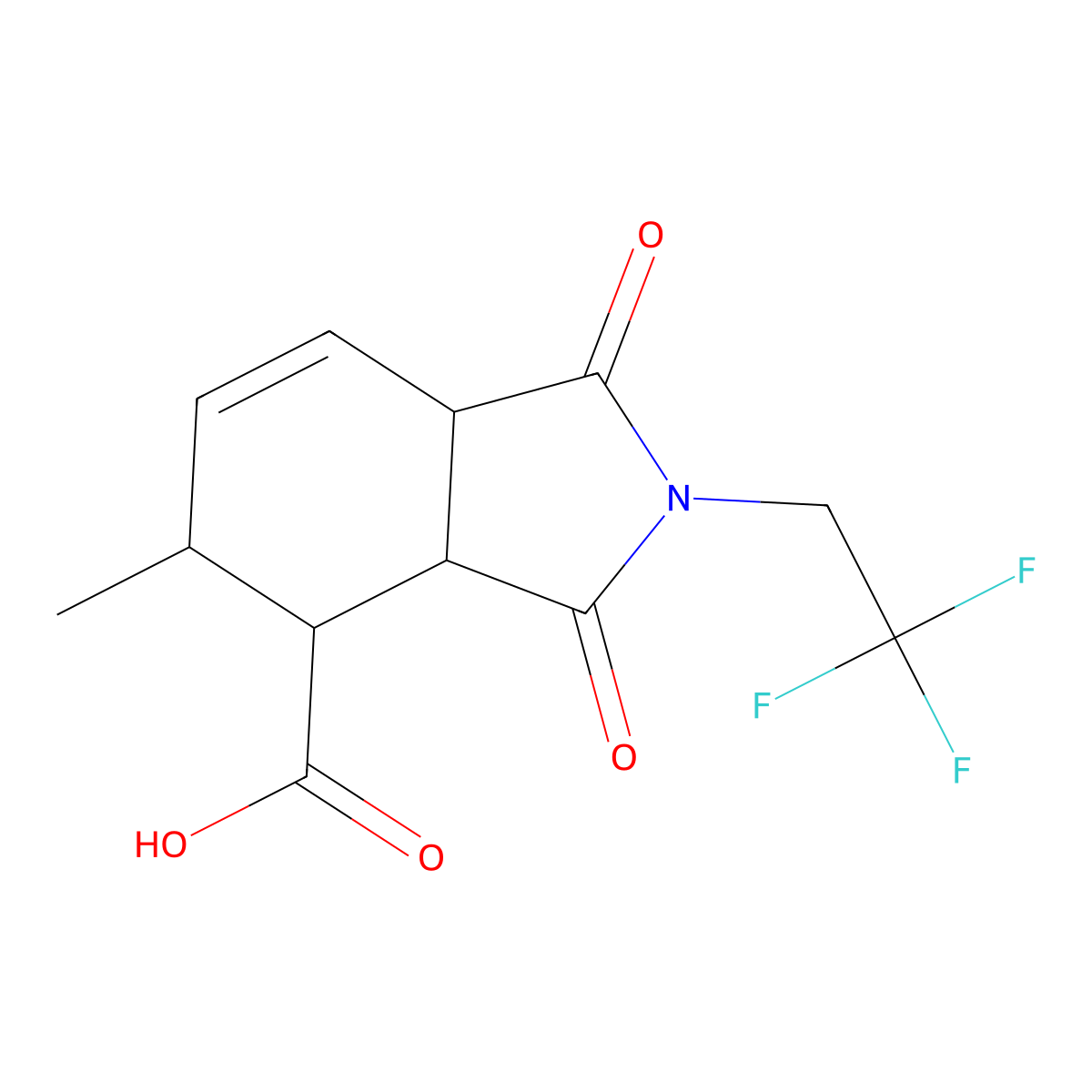 5-methyl-1,3-dioxo-2-(2,2,2-trifluoroethyl)-2,3,3a,4,5,7a-hexahydro-1H-isoindole-4-carboxylic acid molecular structure, CAS 1212341-67-7