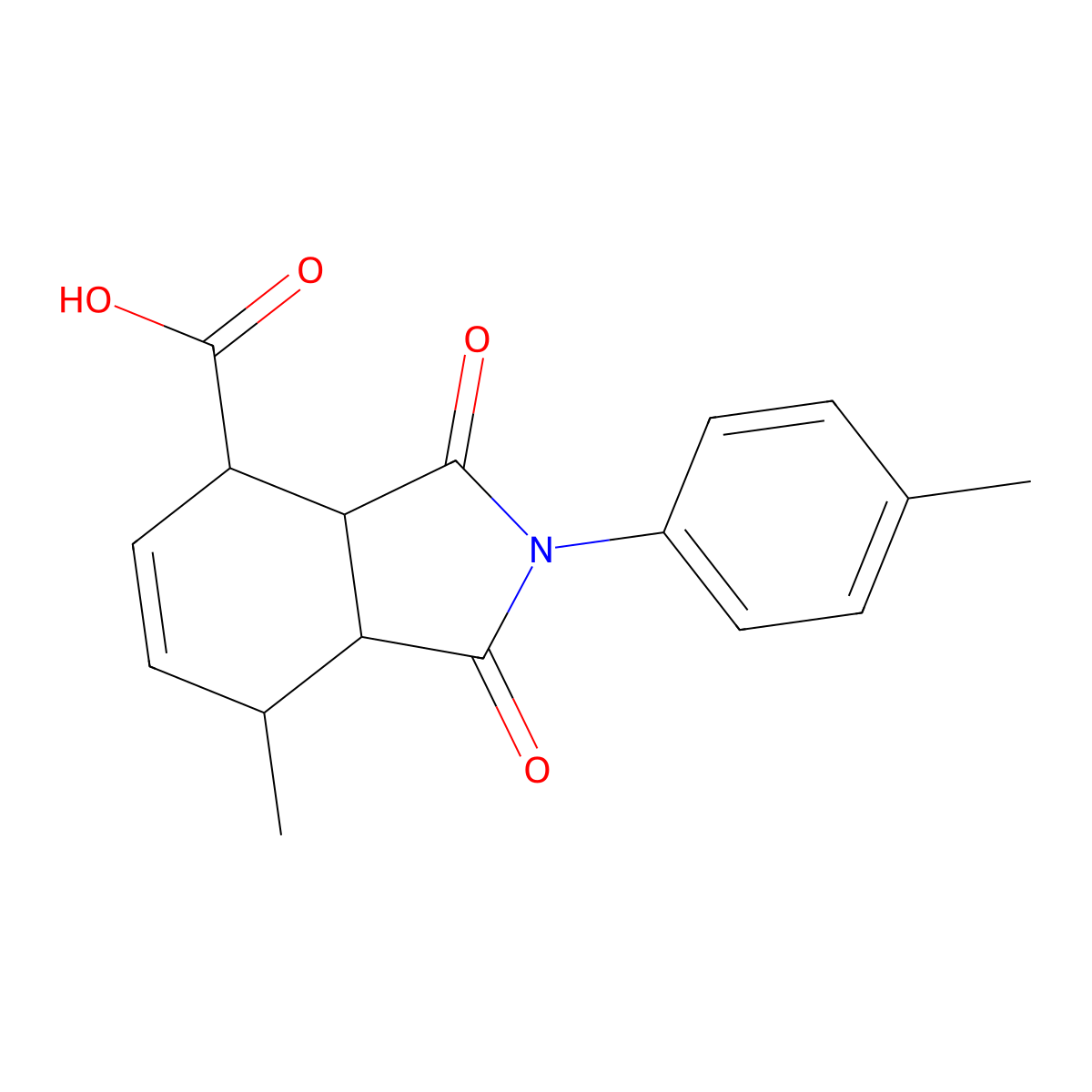 7-methyl-2-(4-methylphenyl)-1,3-dioxo-2,3,3a,4,7,7a-hexahydro-1H-isoindole-4-carboxylic acid molecular structure, CAS 1212341-68-8