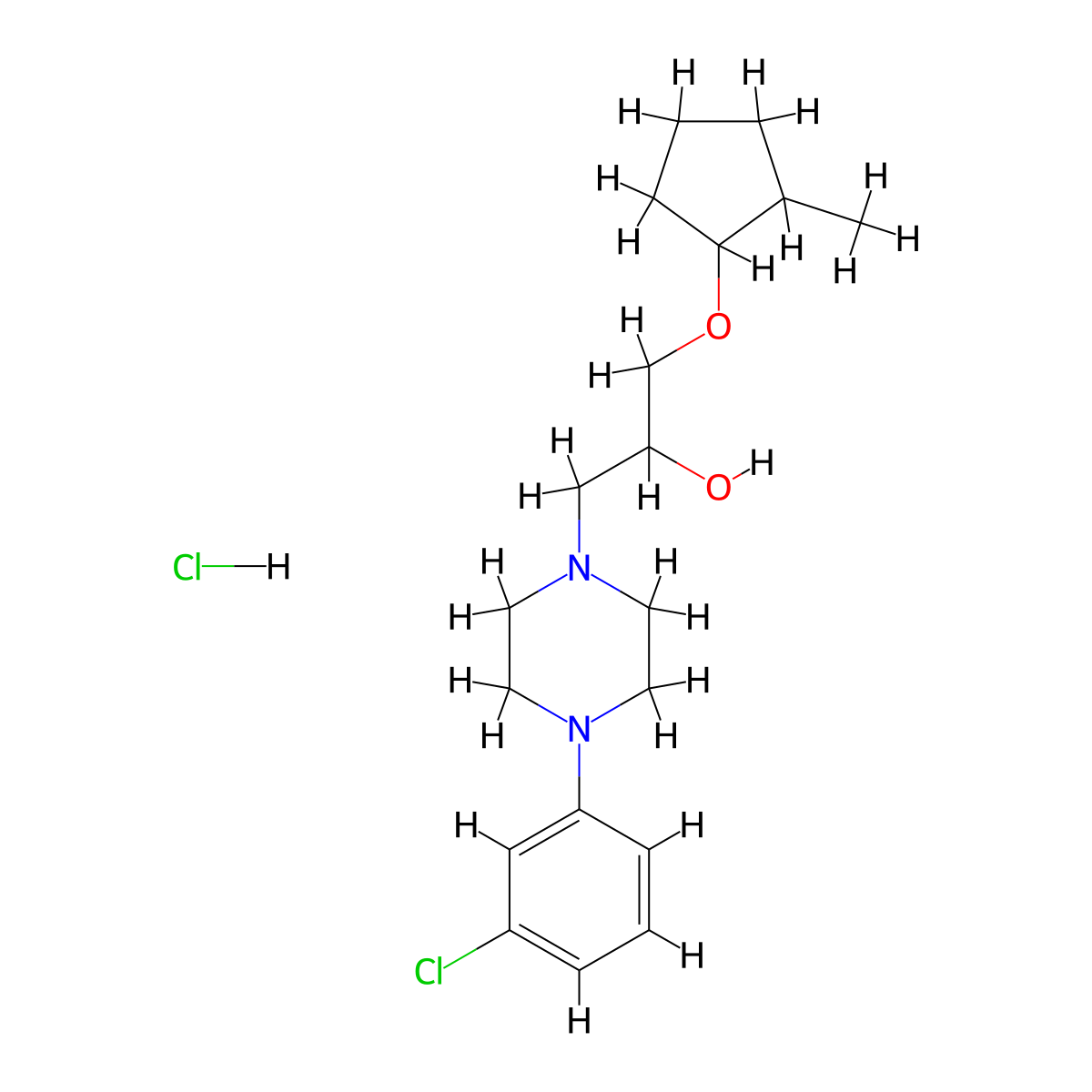 1-(4-(3-Chlorophenyl)piperazin-1-yl)-3-((2-methylcyclopentyl)oxy)propan-2-ol hydrochloride molecular structure, CAS 1212342-63-6