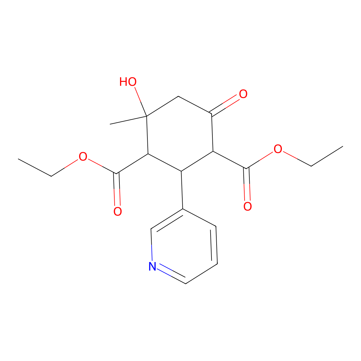 Diethyl 4-hydroxy-4-methyl-6-oxo-2-(pyridin-3-yl)cyclohexane-1,3-dicarboxylate molecular structure, CAS 1212343-65-1