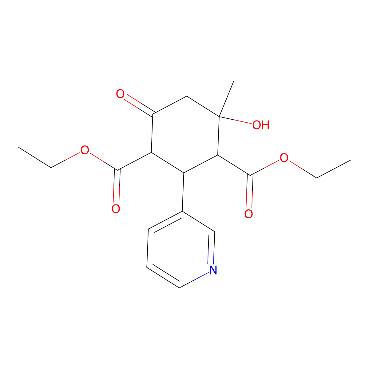 Diethyl 4-hydroxy-4-methyl-6-oxo-2-(pyridin-3-yl)cyclohexane-1,3-dicarboxylate molecular structure, CAS 1212343-65-1