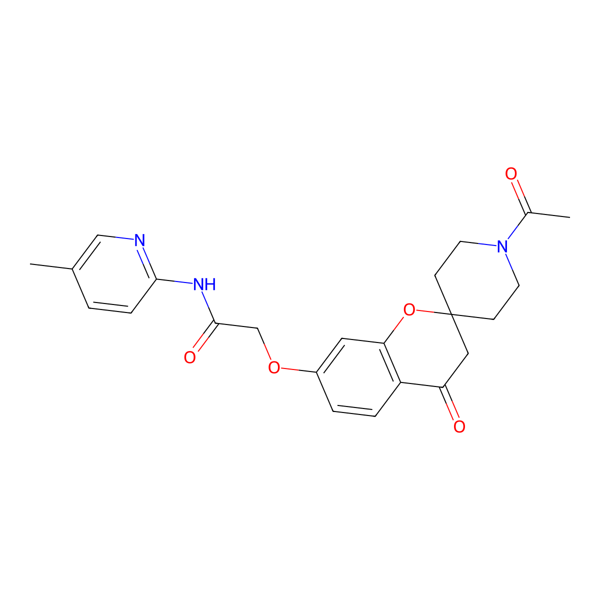 2-((1'-acetyl-4-oxospiro[chroman-2,4'-piperidin]-7-yl)oxy)-N-(5-methylpyridin-2-yl)acetamide molecular structure, CAS 1212343-93-5