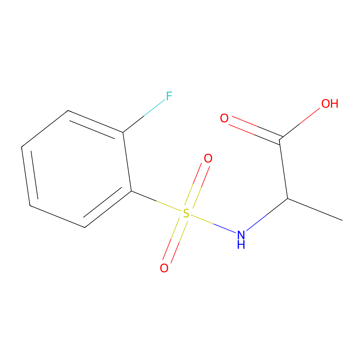 (2S)-2-(2-fluorobenzenesulfonamido)propanoic acid molecular structure, CAS 1212343-99-1