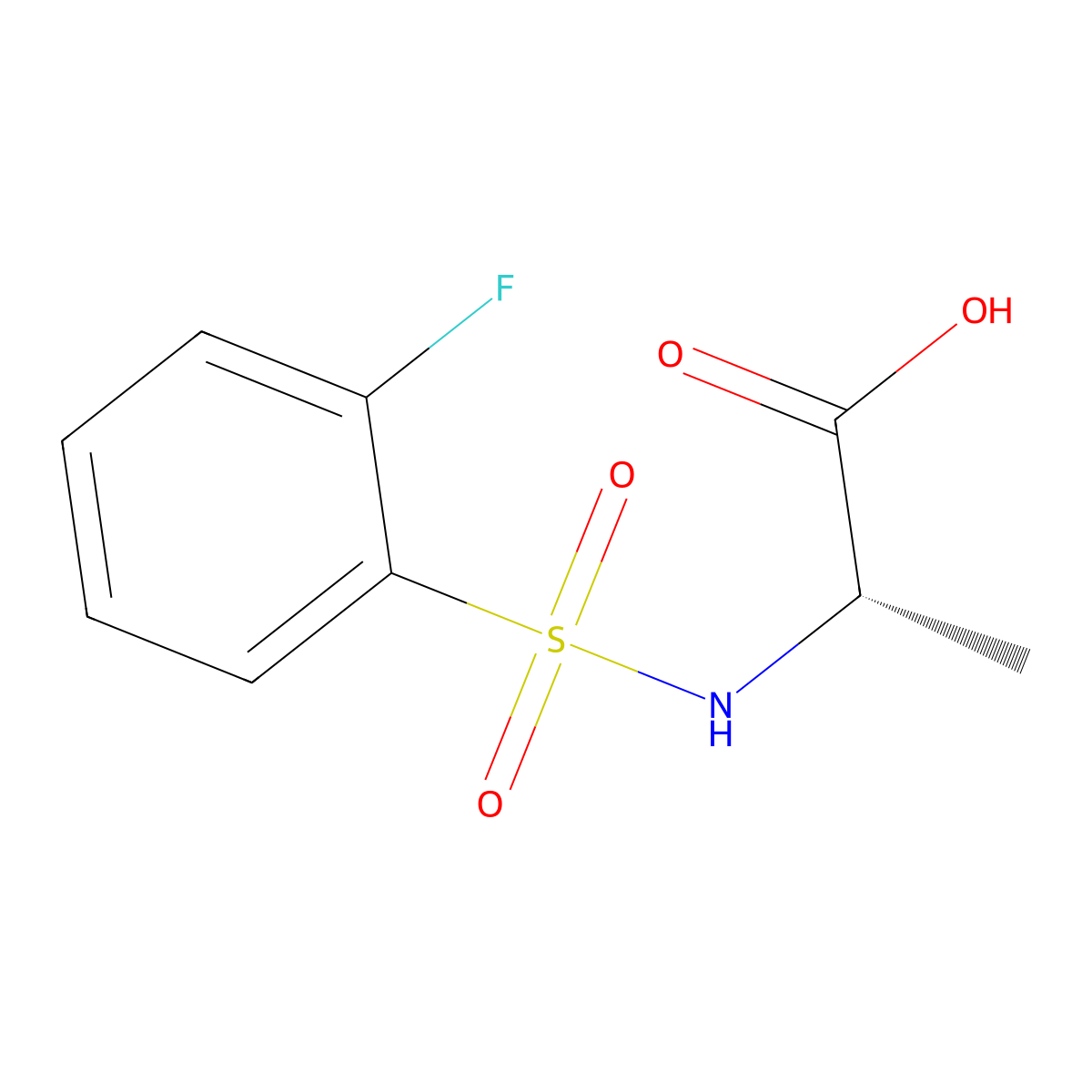 (2S)-2-(2-fluorobenzenesulfonamido)propanoic acid molecular structure, CAS 1212343-99-1