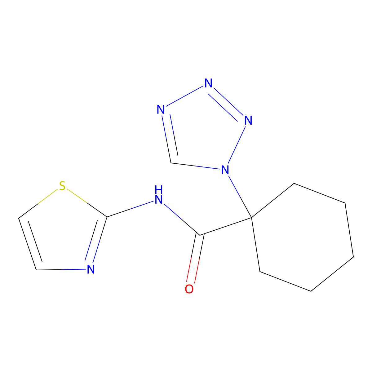 1-(1H-tetrazol-1-yl)-N-(1,3-thiazol-2-yl)cyclohexanecarboxamide molecular structure, CAS 1212344-28-9