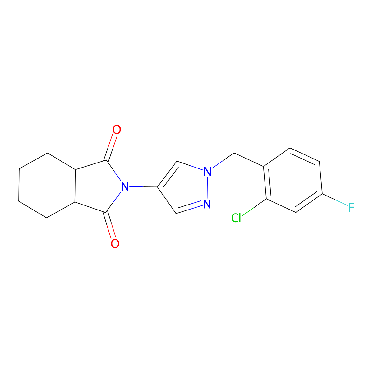 (3aR,7aS)-2-[1-(2-chloro-4-fluorobenzyl)-1H-pyrazol-4-yl]hexahydro-1H-isoindole-1,3(2H)-dione molecular structure, CAS 1212346-63-8