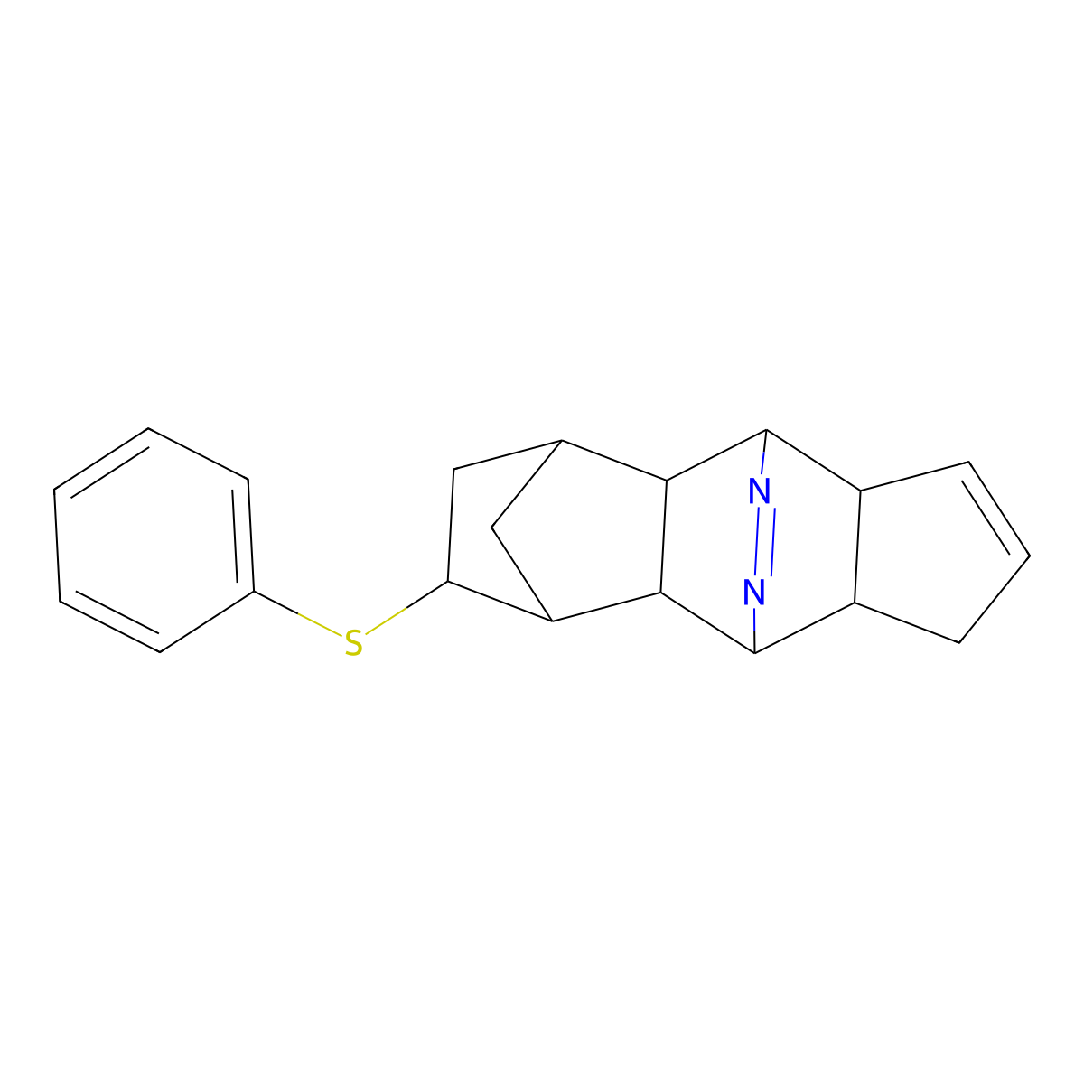 14,15-Diazapentacyclo[6.5.2.1~3,6~.0~2,7~.0~9,13~]hexadeca-10,14-dien-4-yl phenyl sulfide molecular structure, CAS 1212346-82-1