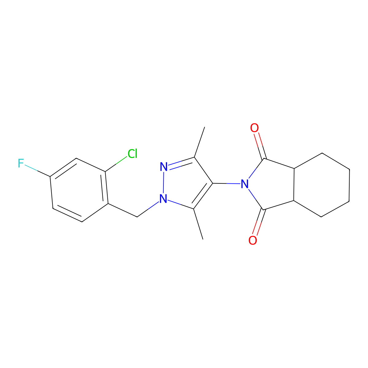 (3aR,7aS)-2-[1-(2-chloro-4-fluorobenzyl)-3,5-dimethyl-1H-pyrazol-4-yl]hexahydro-1H-isoindole-1,3(2H)-dione molecular structure, CAS 1212347-91-5