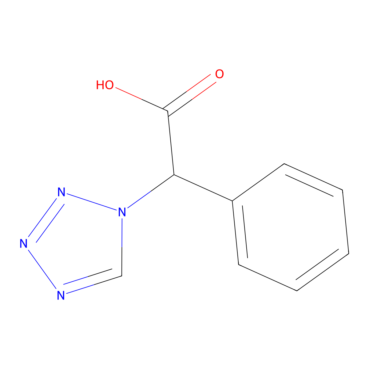 (R)-2-phenyl-2-(1H-tetrazol-1-yl)acetic acid molecular structure, CAS 1212350-00-9