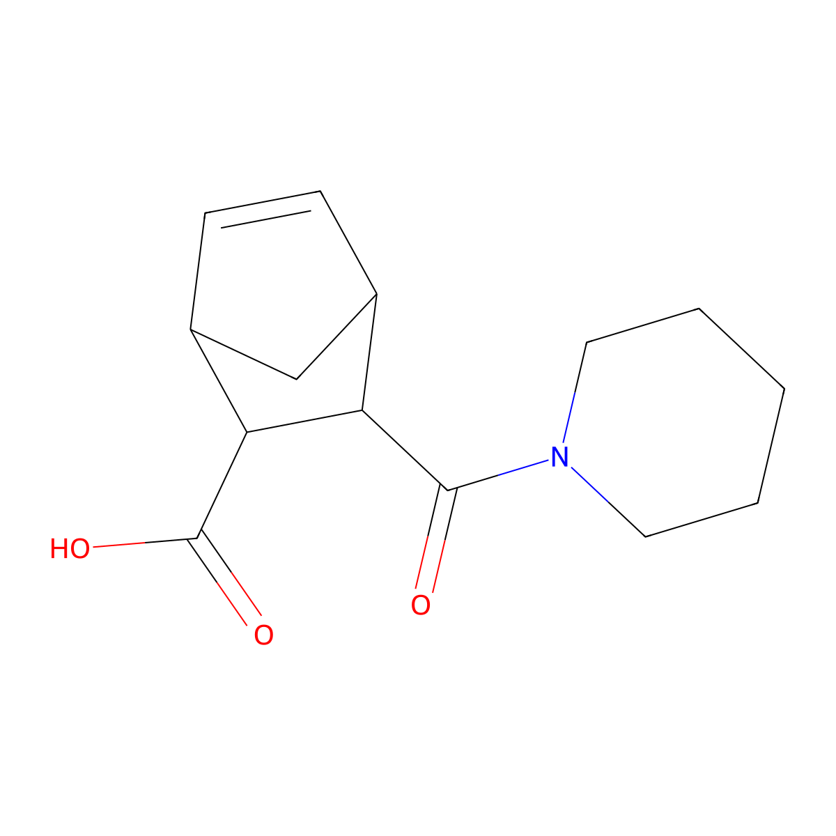 3-(Piperidine-1-carbonyl)bicyclo[2.2.1]hept-5-ene-2-carboxylic acid molecular structure, CAS 1212350-66-7
