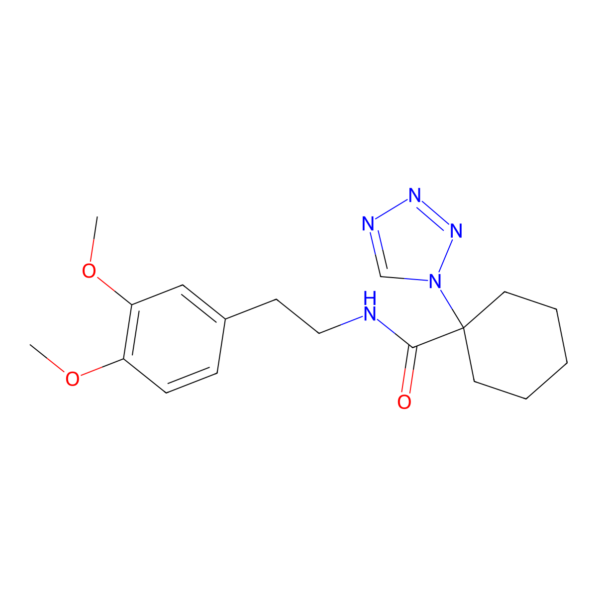 N-[2-(3,4-dimethoxyphenyl)ethyl]-1-(1H-tetrazol-1-yl)cyclohexanecarboxamide molecular structure, CAS 1212355-21-9