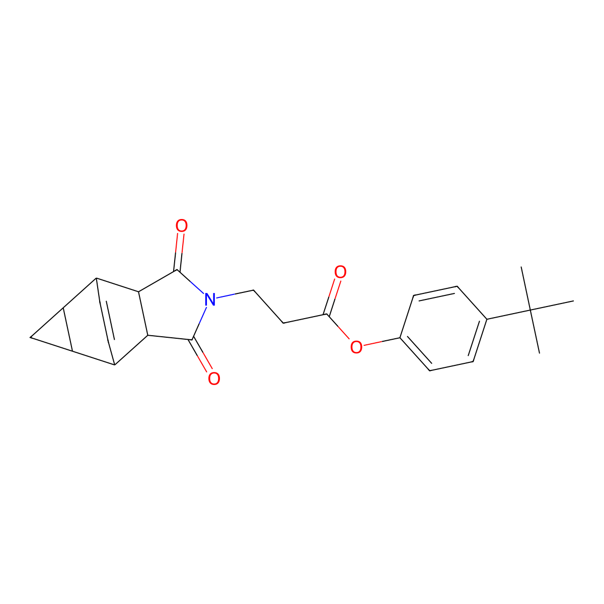 4-tert-butylphenyl 3-(1,3-dioxooctahydro-4,6-ethenocyclopropa[f]isoindol-2(1H)-yl)propanoate molecular structure, CAS 1212355-89-9