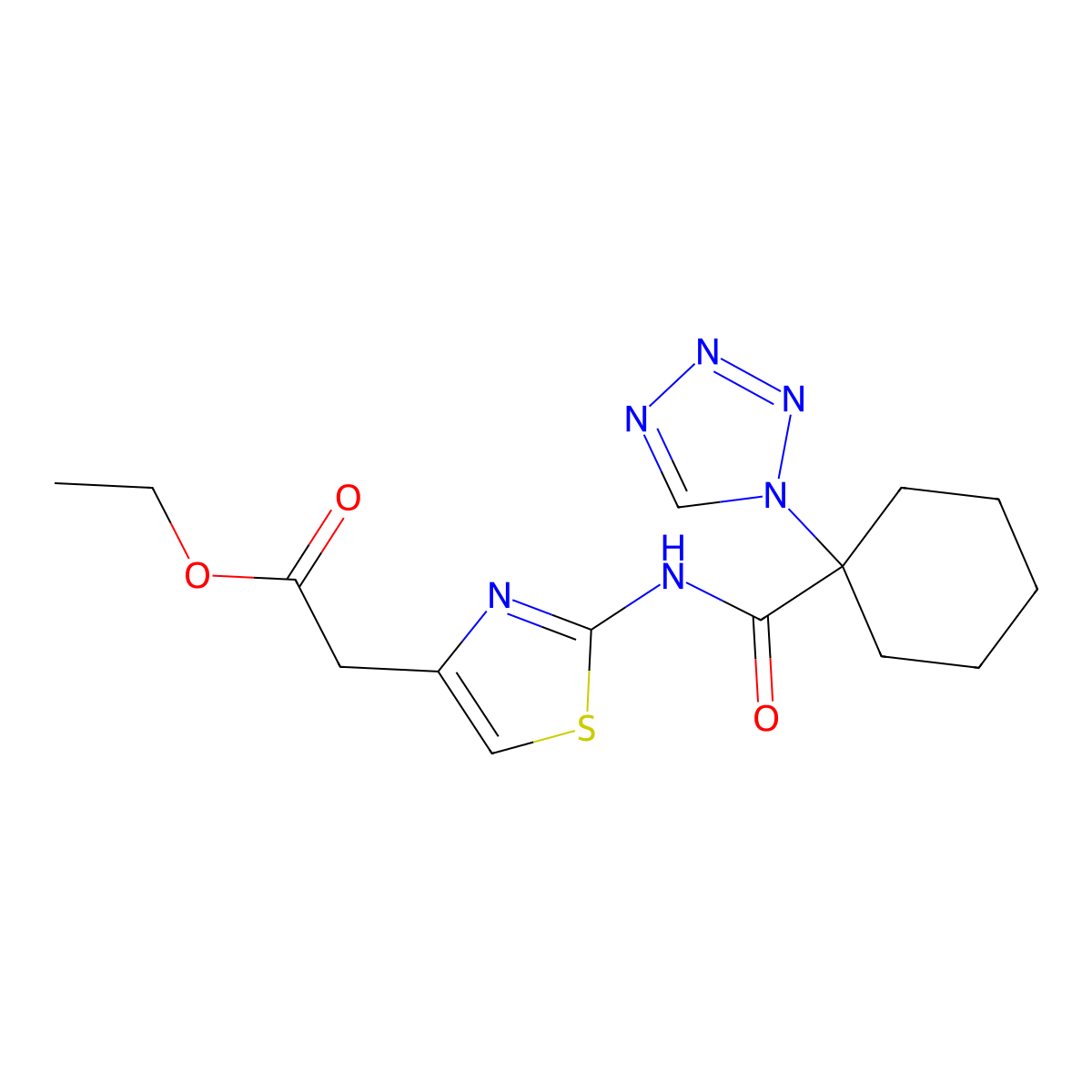 ethyl [2-({[1-(1H-tetrazol-1-yl)cyclohexyl]carbonyl}amino)-1,3-thiazol-4-yl]acetate molecular structure, CAS 1212357-22-6
