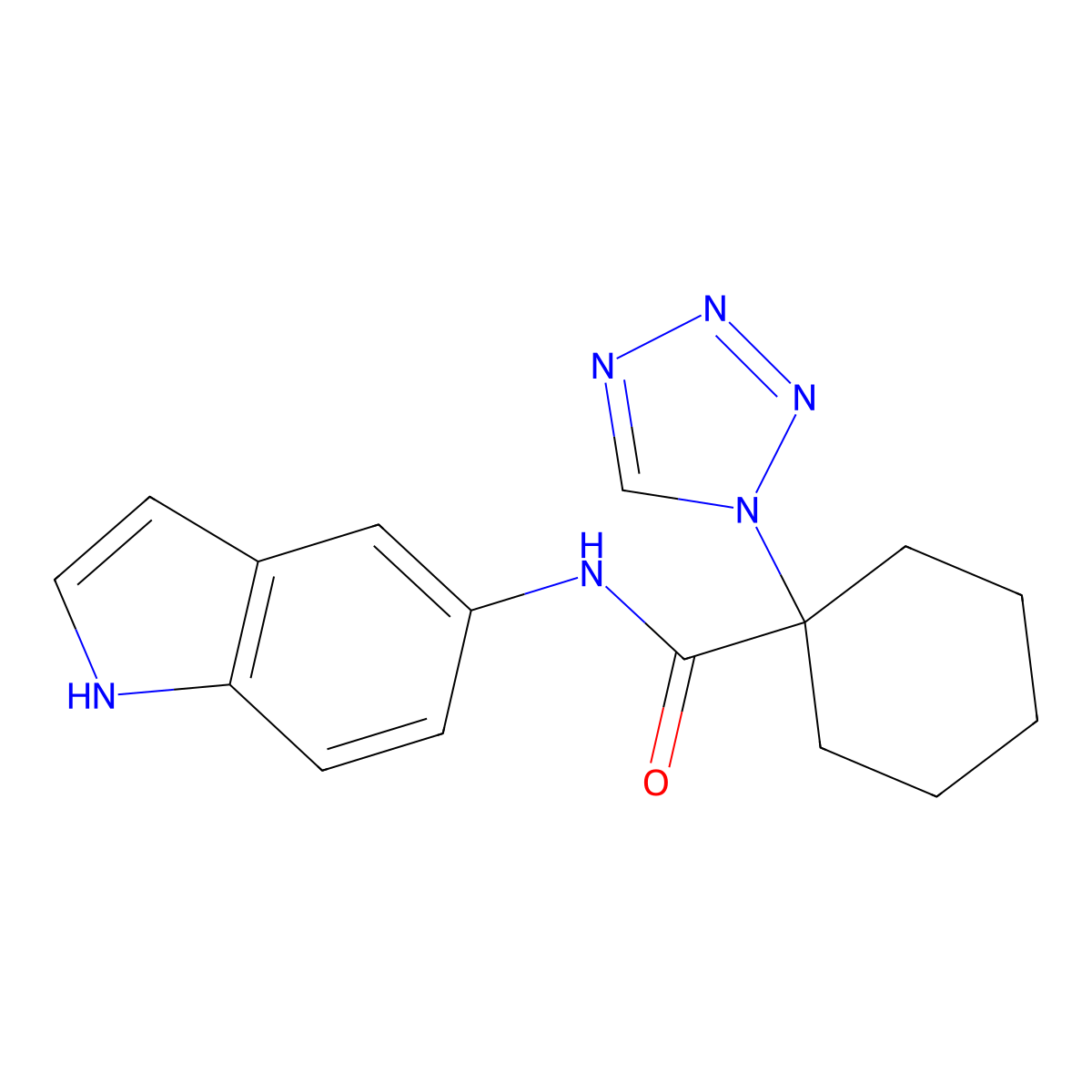 N-(1H-indol-5-yl)-1-(1H-tetrazol-1-yl)cyclohexanecarboxamide molecular structure, CAS 1212357-84-0