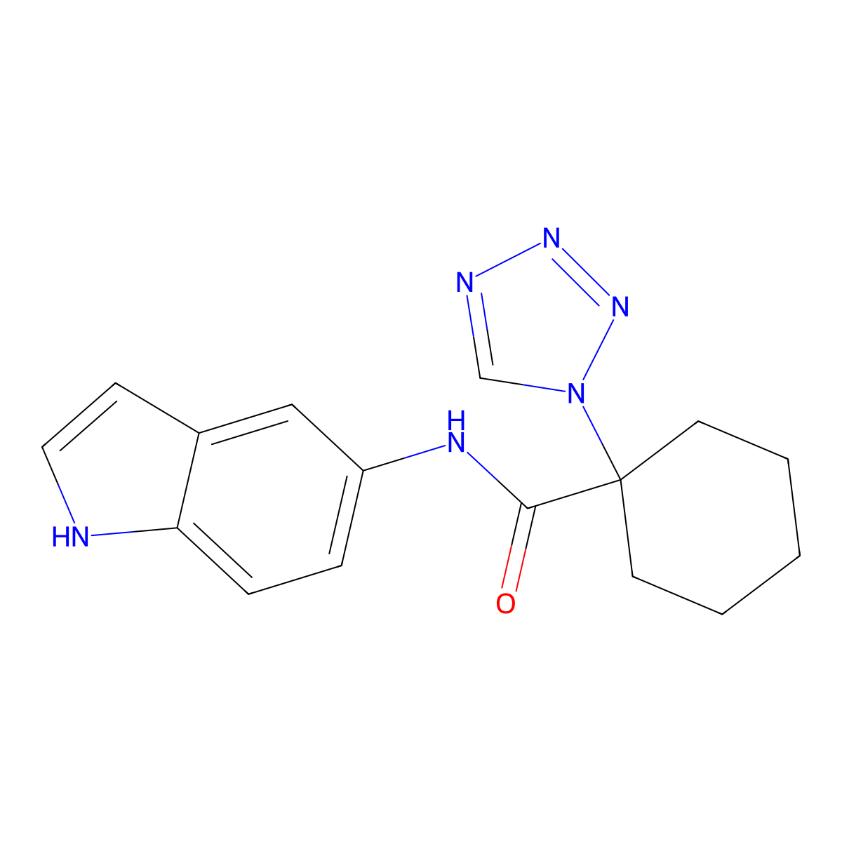 N-(1H-indol-5-yl)-1-(1H-tetrazol-1-yl)cyclohexanecarboxamide molecular structure, CAS 1212357-84-0