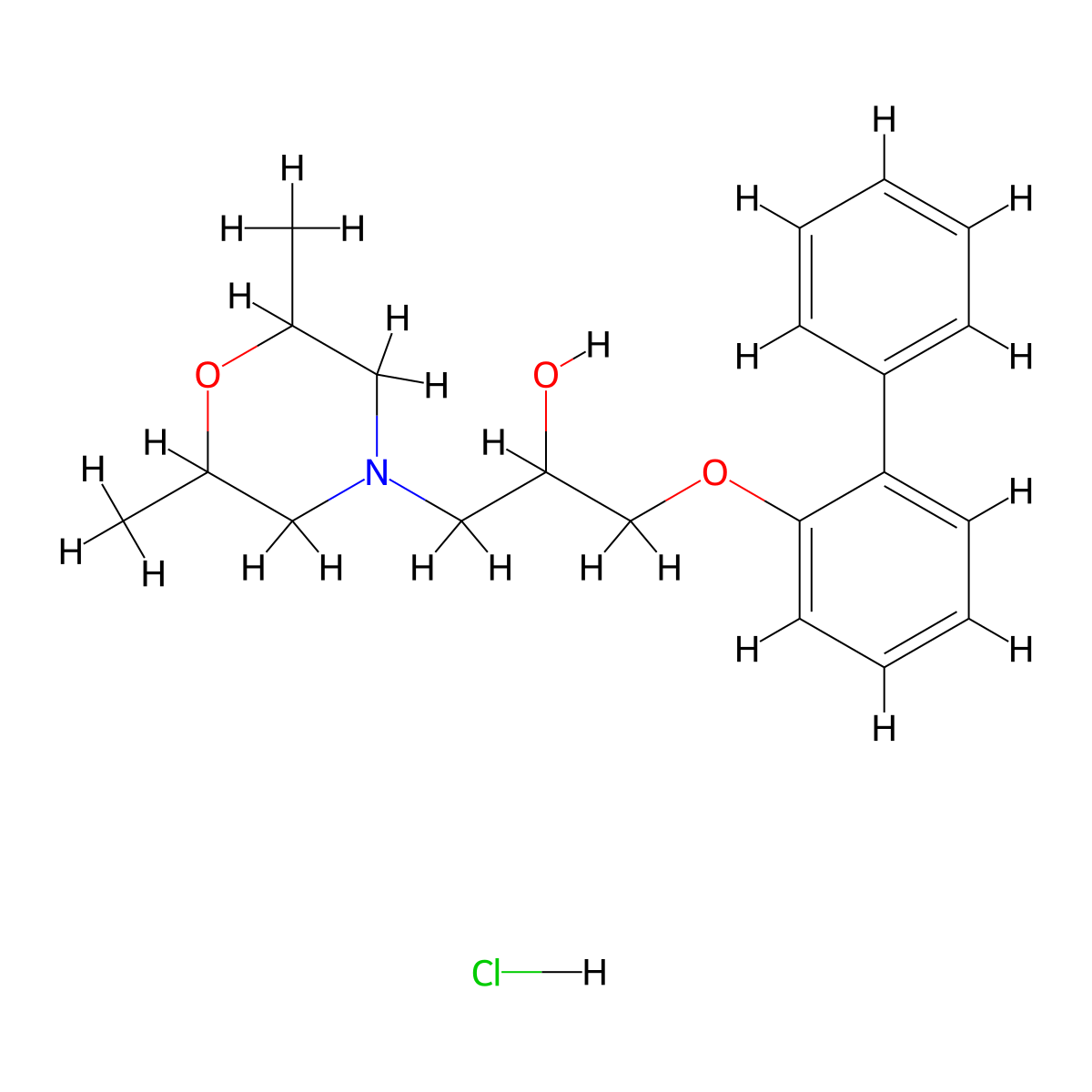 1-([1,1'-Biphenyl]-2-yloxy)-3-(2,6-dimethylmorpholino)propan-2-ol hydrochloride molecular structure, CAS 1212357-89-5