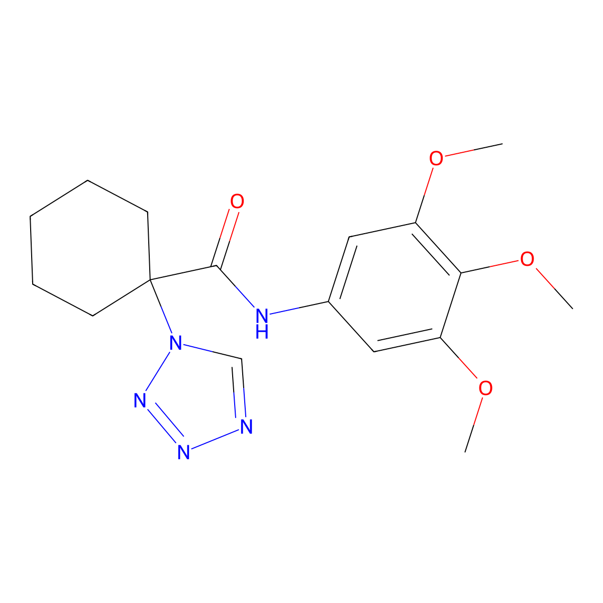 1-(1H-tetrazol-1-yl)-N-(3,4,5-trimethoxyphenyl)cyclohexanecarboxamide molecular structure, CAS 1212358-92-3