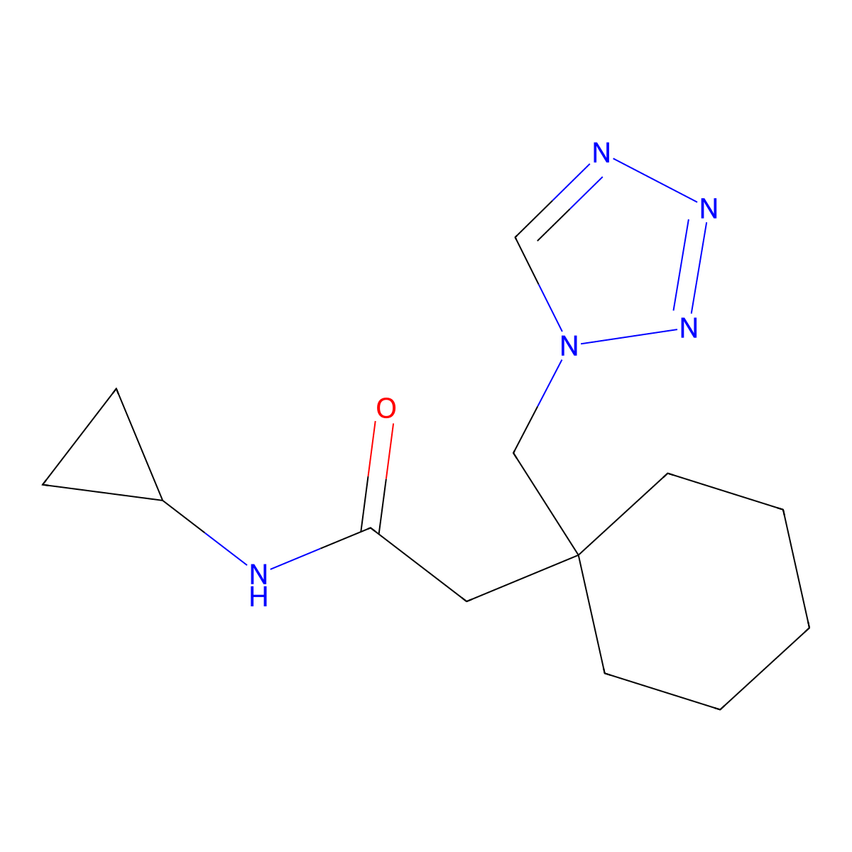 N-cyclopropyl-2-[1-(1H-tetrazol-1-ylmethyl)cyclohexyl]acetamide molecular structure, CAS 1212360-82-1