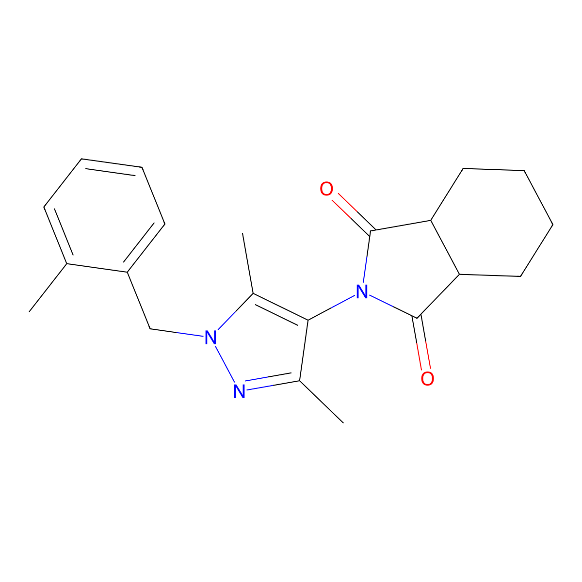 (3aR,7aS)-2-[3,5-dimethyl-1-(2-methylbenzyl)-1H-pyrazol-4-yl]hexahydro-1H-isoindole-1,3(2H)-dione molecular structure, CAS 1212361-44-8