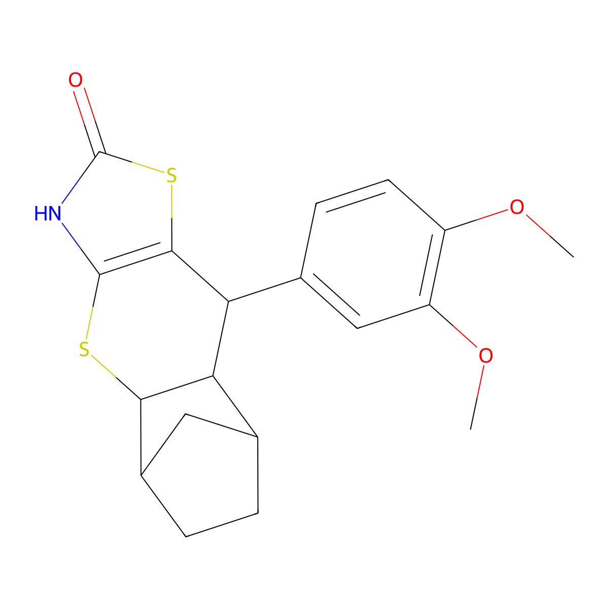 9-(3,4-dimethoxyphenyl)-3,4a,5,6,7,8,8a,9-octahydro-2H-5,8-methanothiochromeno[2,3-d][1,3]thiazol-2-one molecular structure, CAS 1212363-08-0